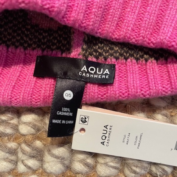 Aqua Pink and Black Leopard Knit Beanie - Picture 3 of 5